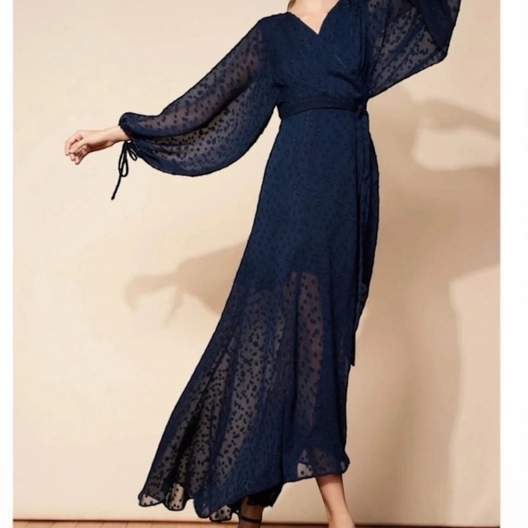 Anthropologie Dresses & Skirts - Anthropologie Hutch Leigh Wrap‎ Maxi Dress Balloon Sleeve Belted Sz XS NWT